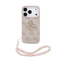 Guess Guess iPhone 17 Pro/iPhone 18 Pro Coque arrière MagSafe Logo 4G classique avec dragonne - Rose