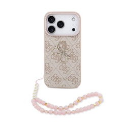 Guess iPhone 17 Pro/iPhone 18 Pro Handyhülle MagSafe Klassisches 4G-Logo mit Trageband - Rosa