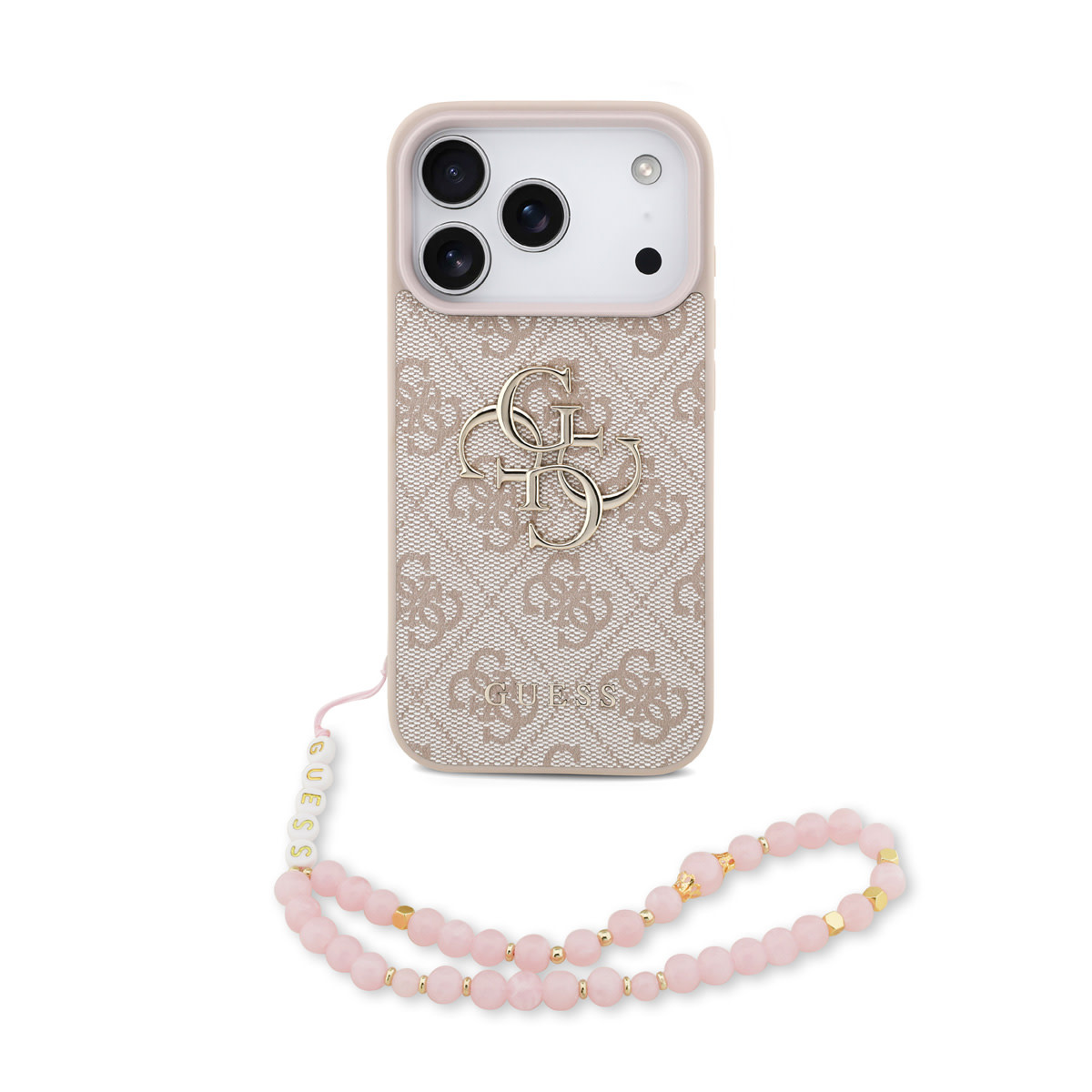 Guess Guess iPhone 17 Pro Backcover hoesje - MagSafe - 4G Classic Logo With Strap - Roze