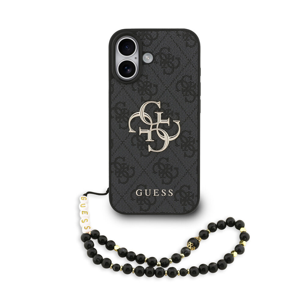 Guess Guess iPhone 17 Back-Cover hul - MagSafe - 4G Classic Logo With Strap - Schwarz Guess Guess iPhone 17 Back-Cover hul - MagSafe - 4G Classic Logo With Strap - Schwarz