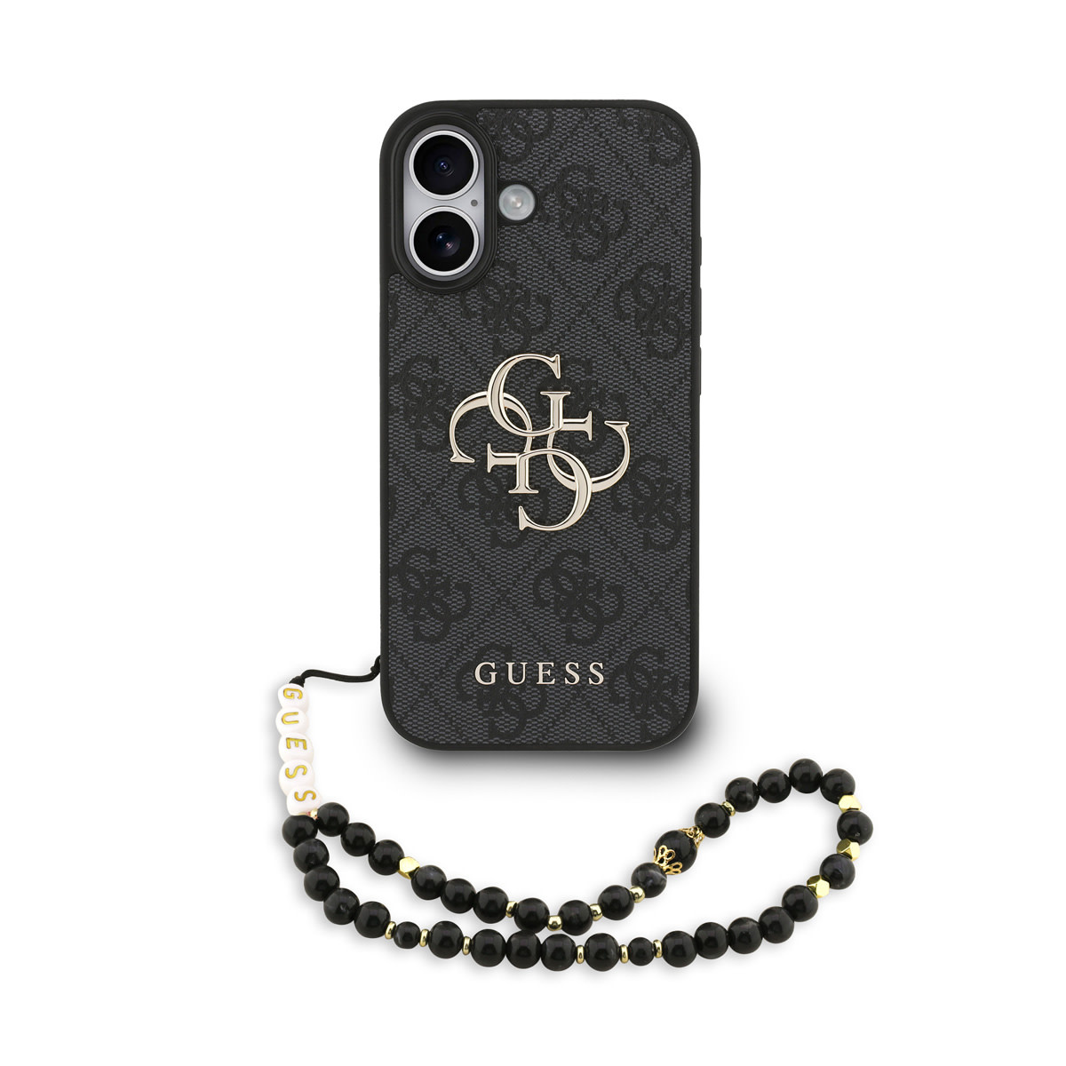 Guess Guess iPhone 17 Backcover hoesje - MagSafe - 4G Classic Logo With Strap - Zwart