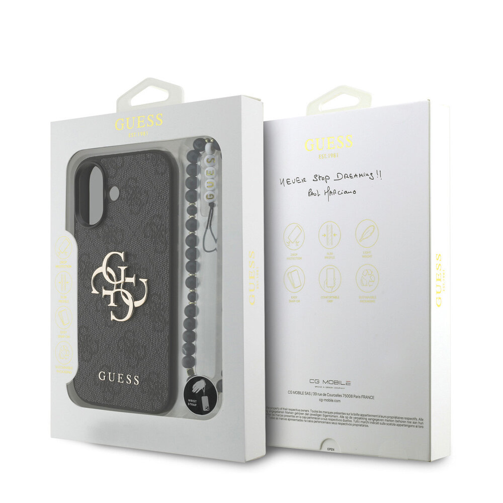 Guess Guess iPhone 17 Back cover case - MagSafe - 4G Classic Logo With Strap - Black