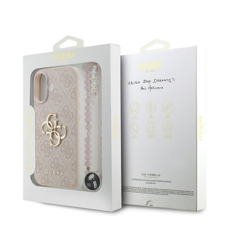 Guess Guess iPhone 17 Back-Cover hul - MagSafe - 4G Classic Logo With Strap - Rosa Guess Guess iPhone 17 Back-Cover hul - MagSafe - 4G Classic Logo With Strap - Rosa