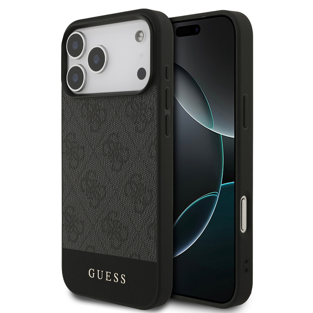 Guess Guess iPhone 17 Pro Max Back-Cover hul - MagSafe - 4G Bottom Stripes - Grau Guess Guess iPhone 17 Pro Max Back-Cover hul - MagSafe - 4G Bottom Stripes - Grau