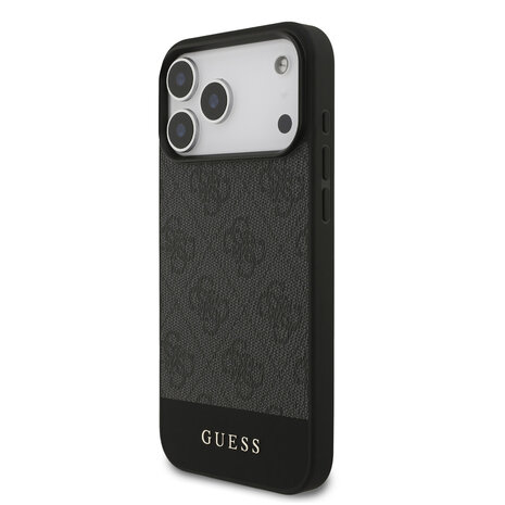 Guess Guess iPhone 17 Pro Max Backcover hoesje - MagSafe - 4G Bottom Stripes - Grijs Guess Guess iPhone 17 Pro Max Backcover hoesje - MagSafe - 4G Bottom Stripes - Grijs