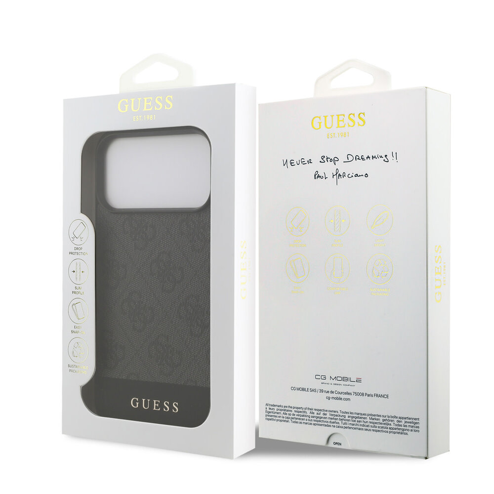 Guess Guess iPhone 17 Pro Max Back cover case - MagSafe - 4G Bottom Stripes - Grey