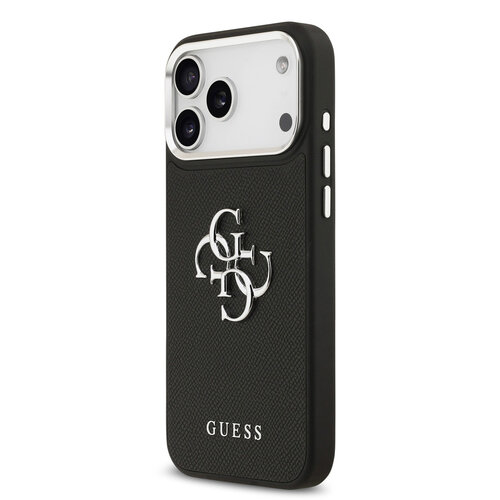 Guess Guess iPhone 17 Pro Max/iPhone 18 Pro Max Handyhülle Genarbte Oberfläche Großes 4G-Logo - Schwarz
