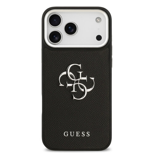 Guess Guess iPhone 17 Pro Max/iPhone 18 Pro Max Handyhülle Genarbte Oberfläche Großes 4G-Logo - Schwarz