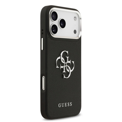 Guess Guess iPhone 17 Pro Max/iPhone 18 Pro Max Handyhülle Genarbte Oberfläche Großes 4G-Logo - Schwarz
