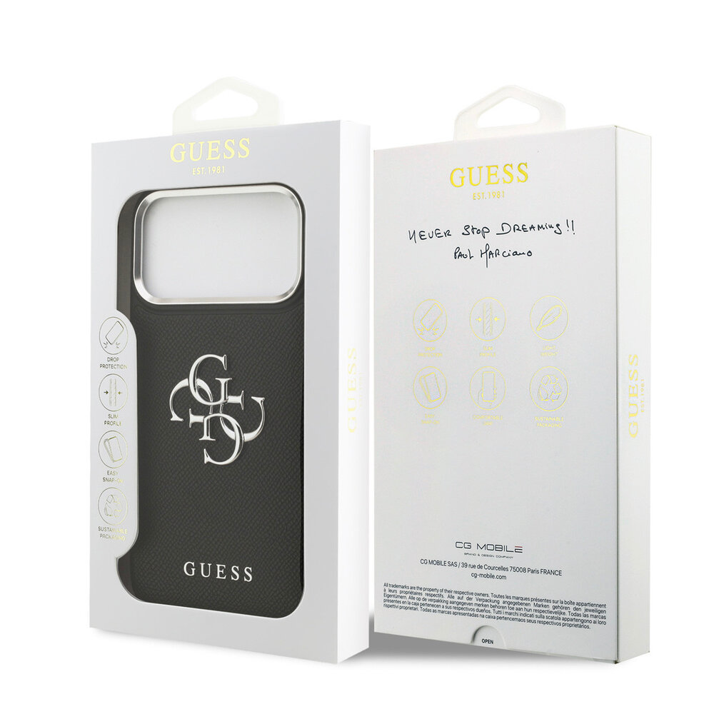 Guess Guess iPhone 17 Pro Max Back-Cover hul - Grained - Big 4G Logo - Schwarz Guess Guess iPhone 17 Pro Max Back-Cover hul - Grained - Big 4G Logo - Schwarz