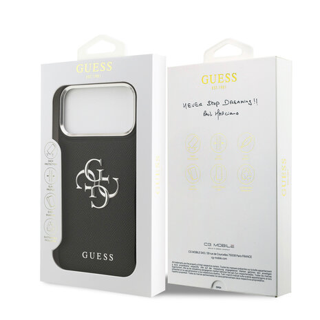 Guess Guess iPhone 17 Pro Max Back-Cover hul - Grained - Big 4G Logo - Schwarz Guess Guess iPhone 17 Pro Max Back-Cover hul - Grained - Big 4G Logo - Schwarz