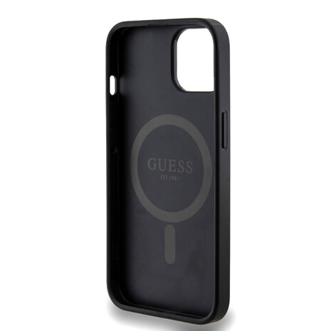 Guess Guess iPhone 14 Backcover hoesje - MagSafe - 4G Classic Logo - Zwart