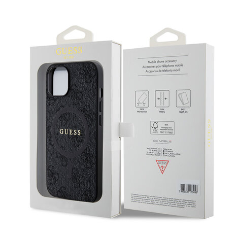 Guess Guess iPhone 14 Back cover case - MagSafe - 4G Classic Logo - Black Guess Guess iPhone 14 Back cover case - MagSafe - 4G Classic Logo - Black