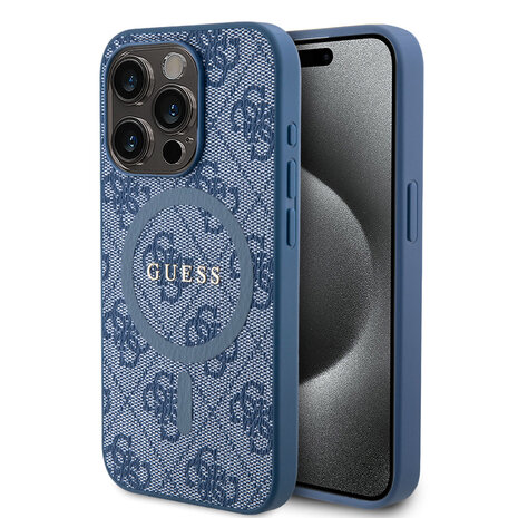 Guess Guess iPhone 15 Pro Back cover case - MagSafe - 4G Classic Logo - Blue Guess Guess iPhone 15 Pro Back cover case - MagSafe - 4G Classic Logo - Blue