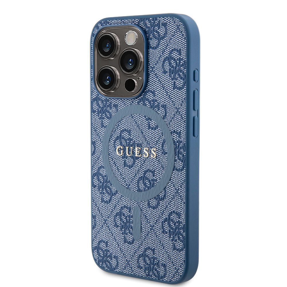 Guess Guess iPhone 15 Pro Backcover hoesje - MagSafe - 4G Classic Logo - Blauw Guess Guess iPhone 15 Pro Backcover hoesje - MagSafe - 4G Classic Logo - Blauw