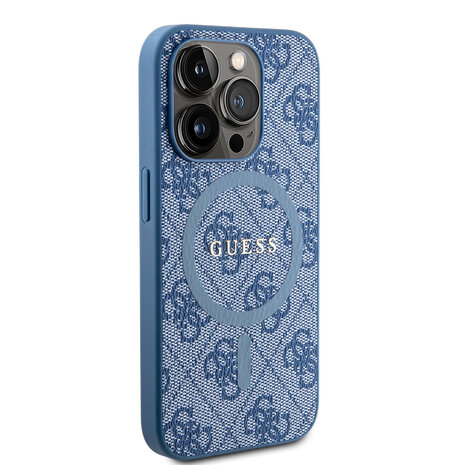 Guess Guess iPhone 15 Pro Back-Cover hul - MagSafe - 4G Classic Logo - Blau Guess Guess iPhone 15 Pro Back-Cover hul - MagSafe - 4G Classic Logo - Blau