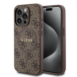 Guess Guess iPhone 15 Pro Backcover hoesje - MagSafe - 4G Classic Logo - Bruin Guess Guess iPhone 15 Pro Backcover hoesje - MagSafe - 4G Classic Logo - Bruin
