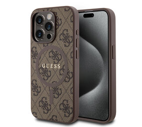 Guess Guess iPhone 15 Pro Back-Cover hul - MagSafe - 4G Classic Logo - Braun Guess Guess iPhone 15 Pro Back-Cover hul - MagSafe - 4G Classic Logo - Braun