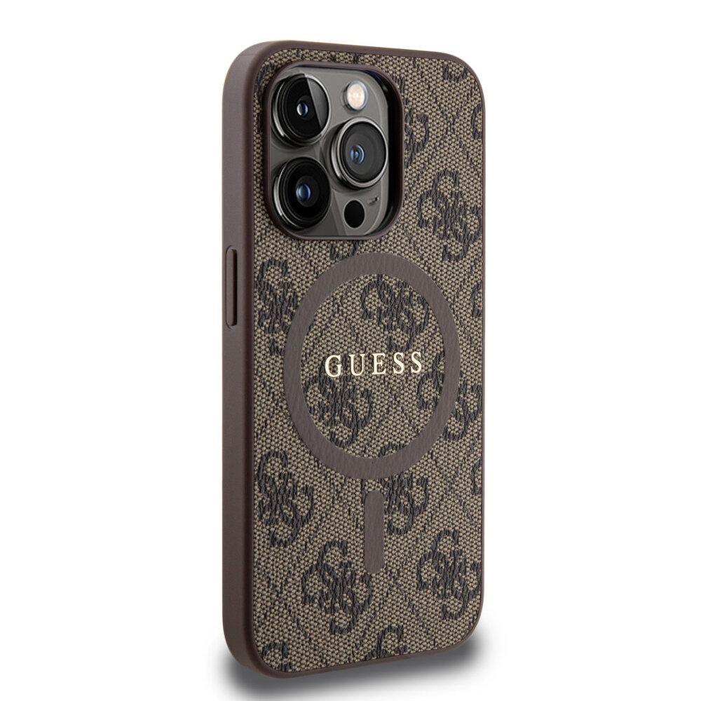 Guess Guess iPhone 15 Pro Back cover coque - MagSafe - 4G Classic Logo - Marron Guess Guess iPhone 15 Pro Back cover coque - MagSafe - 4G Classic Logo - Marron