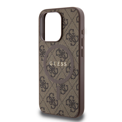 Guess Guess iPhone 15 Pro Backcover hoesje - MagSafe - 4G Classic Logo - Bruin