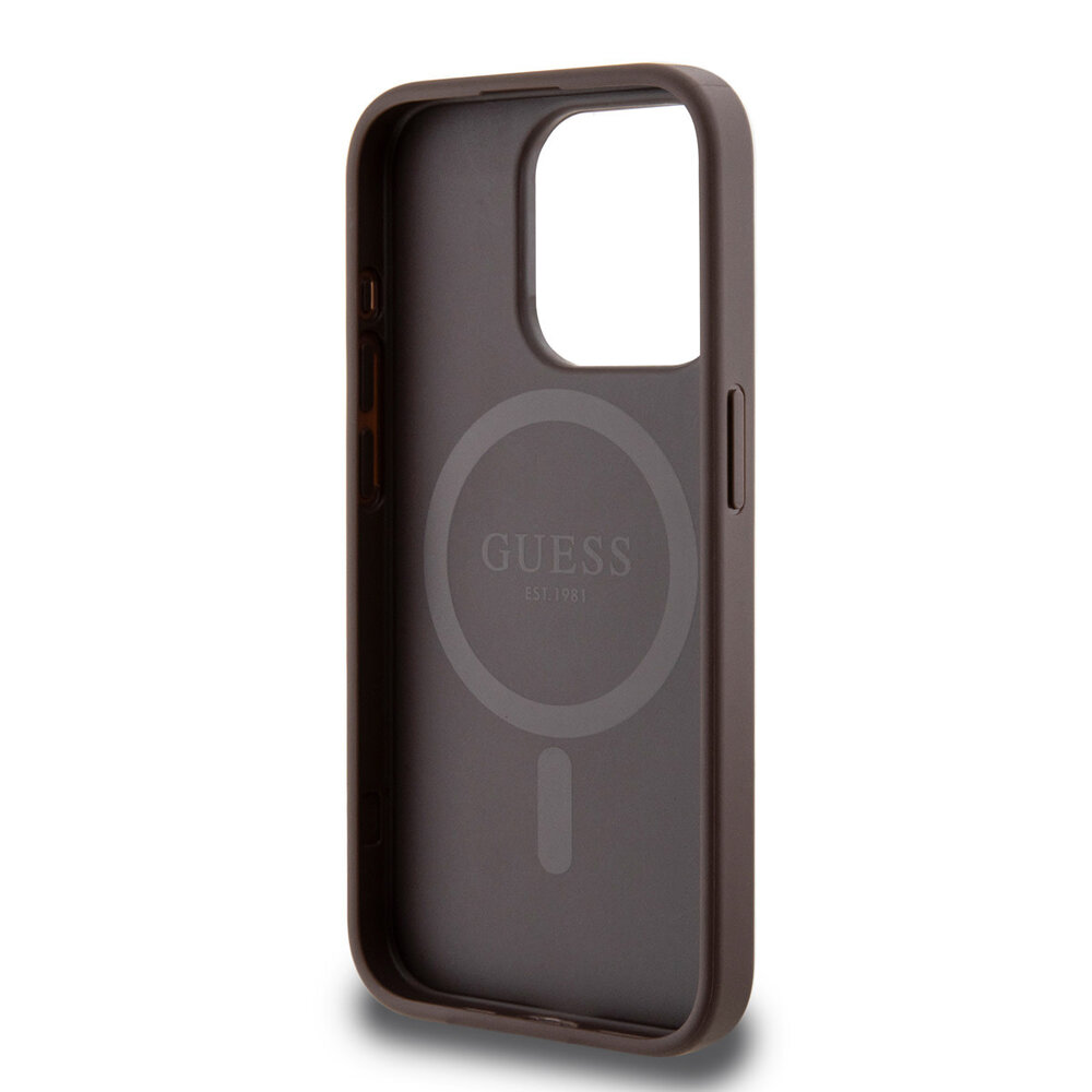 Guess Guess iPhone 15 Pro Back cover case - MagSafe - 4G Classic Logo - Brown Guess Guess iPhone 15 Pro Back cover case - MagSafe - 4G Classic Logo - Brown
