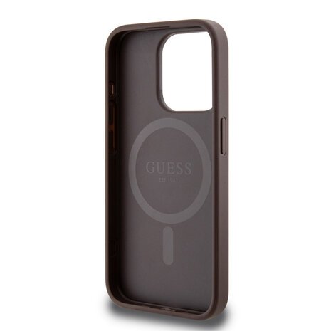 Guess Guess iPhone 15 Pro Back cover case - MagSafe - 4G Classic Logo - Brown Guess Guess iPhone 15 Pro Back cover case - MagSafe - 4G Classic Logo - Brown