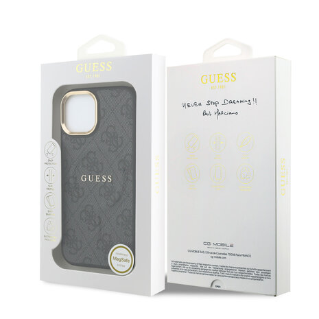Guess Guess iPhone 15 Back cover coque - MagSafe 4G With Classic Logo - Noir Guess Guess iPhone 15 Back cover coque - MagSafe 4G With Classic Logo - Noir