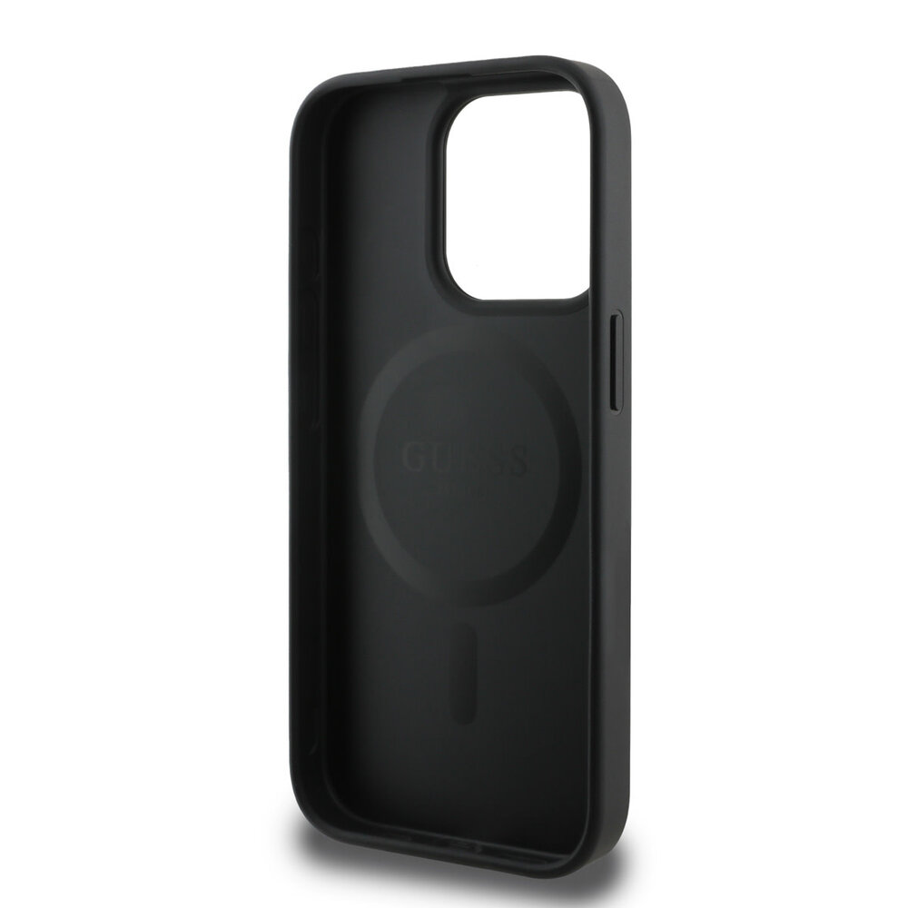 Guess Guess iPhone 15 Pro Max Back cover coque - MagSafe - 4G Classic Metal Logo - Noir