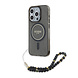 Guess Guess iPhone 15 Pro Max Back cover coque - MagSafe - IML Glitter With Pearl Strap - Noir