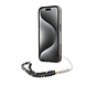 Guess Guess iPhone 15 Pro Max Back cover case - MagSafe - IML Glitter With Pearl Strap - Black