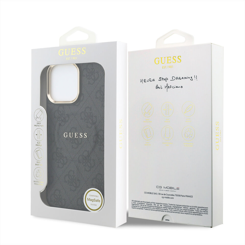 Guess Guess iPhone 15 Pro Max Backcover hoesje - MagSafe 4G With Classic Logo - Zwart Guess Guess iPhone 15 Pro Max Backcover hoesje - MagSafe 4G With Classic Logo - Zwart