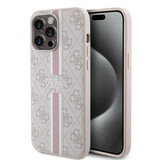 Guess Guess iPhone 15 Pro Max Backcover hoesje - MagSafe - 4G Printed Stripes - Roze Guess Guess iPhone 15 Pro Max Backcover hoesje - MagSafe - 4G Printed Stripes - Roze