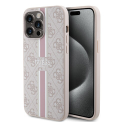 Guess iPhone 15 Pro Max Back cover coque - MagSafe - 4G Printed Stripes - Rose