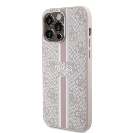 Guess Guess iPhone 15 Pro Max Back cover coque - MagSafe - 4G Printed Stripes - Rose