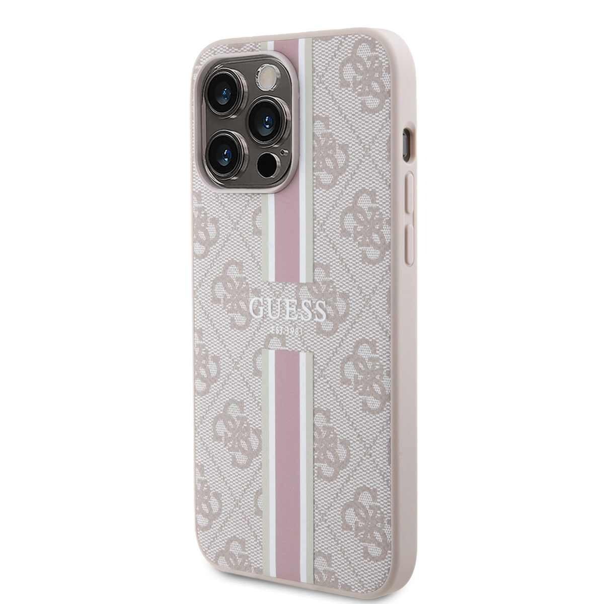 Guess Guess iPhone 15 Pro Max Backcover hoesje - MagSafe - 4G Printed Stripes - Roze, foto 2 van 6