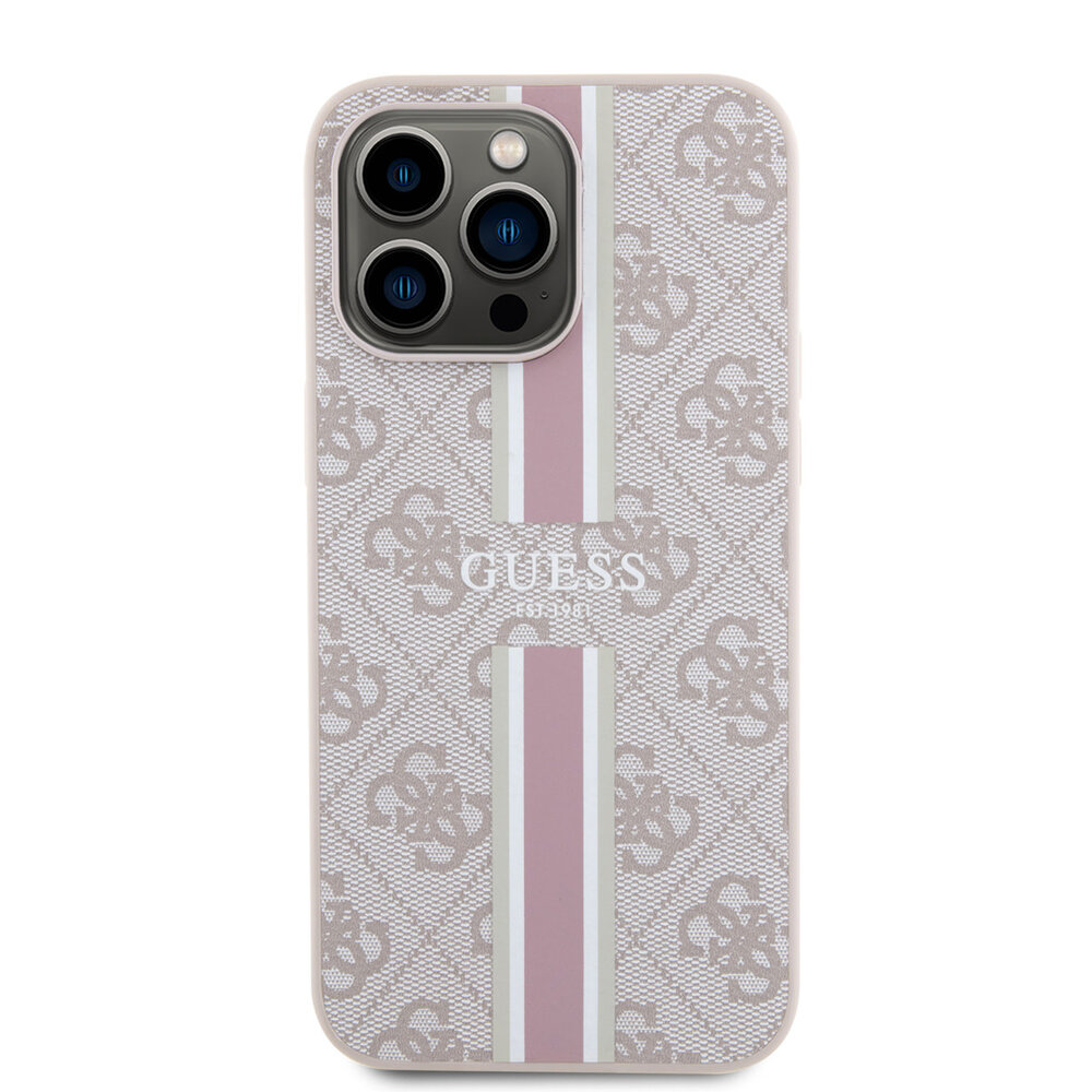 Guess Guess iPhone 15 Pro Max Back-Cover hul - MagSafe - 4G Printed Stripes - Rosa