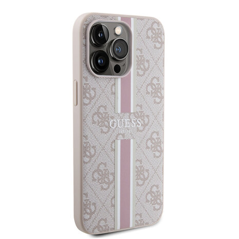 Guess Guess iPhone 15 Pro Max Back cover case - MagSafe - 4G Printed Stripes - Pink