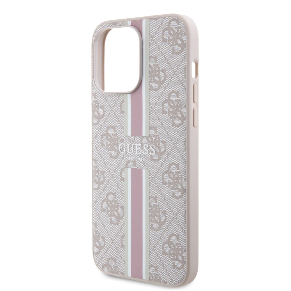 Guess Guess iPhone 15 Pro Max Back-Cover hul - MagSafe - 4G Printed Stripes - Rosa