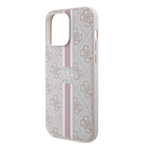 Guess Guess iPhone 15 Pro Max Back cover case - MagSafe - 4G Printed Stripes - Pink