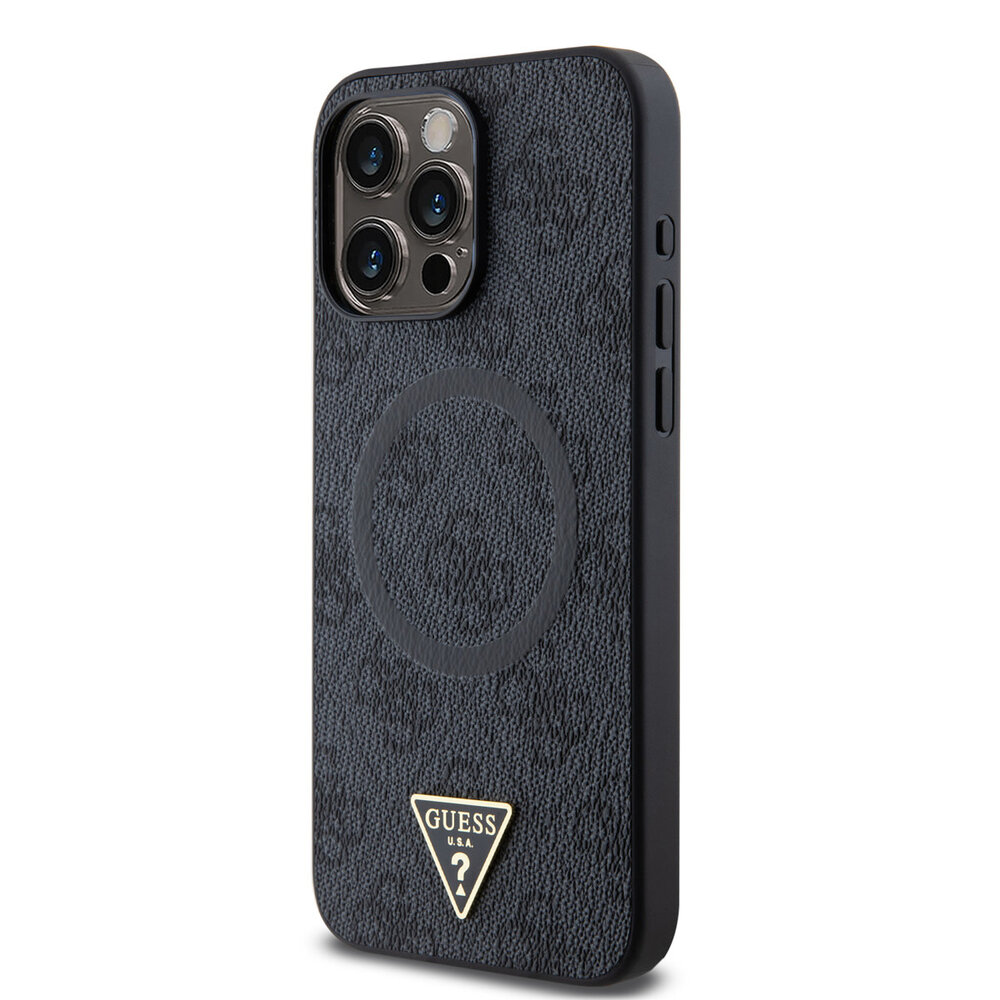 Guess Guess iPhone 15 Pro Max Backcover hoesje - MagSafe - 4G Triangle Logo - Zwart