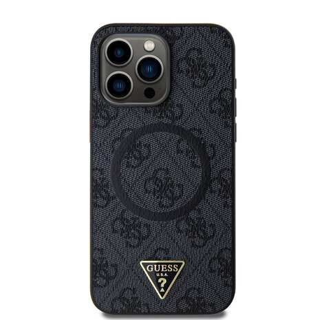 Guess Guess iPhone 15 Pro Max Back cover coque - MagSafe - 4G Triangle Logo - Noir