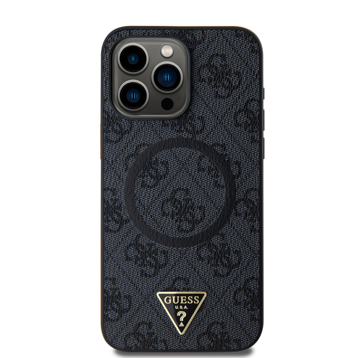 Guess Guess iPhone 15 Pro Max Backcover hoesje - MagSafe - 4G Triangle Logo - Zwart, foto 3 van 6