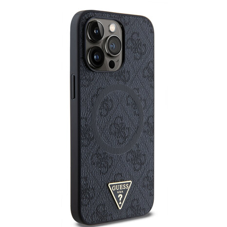 Guess Guess iPhone 15 Pro Max Back cover case - MagSafe - 4G Triangle Logo - Black