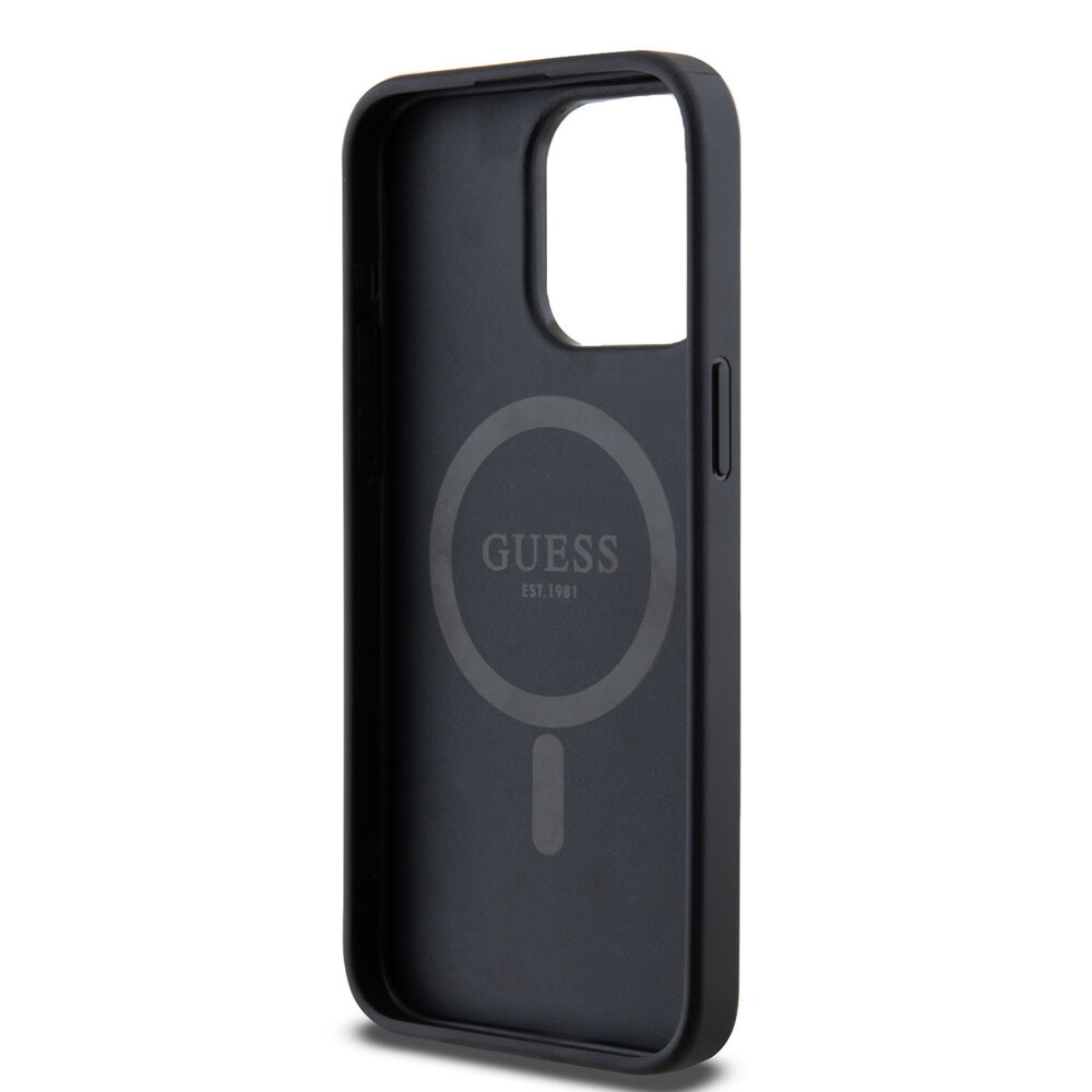 Guess Guess iPhone 15 Pro Max Backcover hoesje - MagSafe - 4G Triangle Logo - Zwart