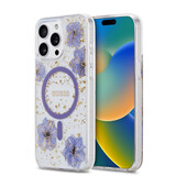 Guess Guess iPhone 15 Pro Max Back-Cover hul - MagSafe - Resin Flowers Design - Lila