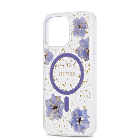 Guess Guess iPhone 15 Pro Max Back-Cover hul - MagSafe - Resin Flowers Design - Lila
