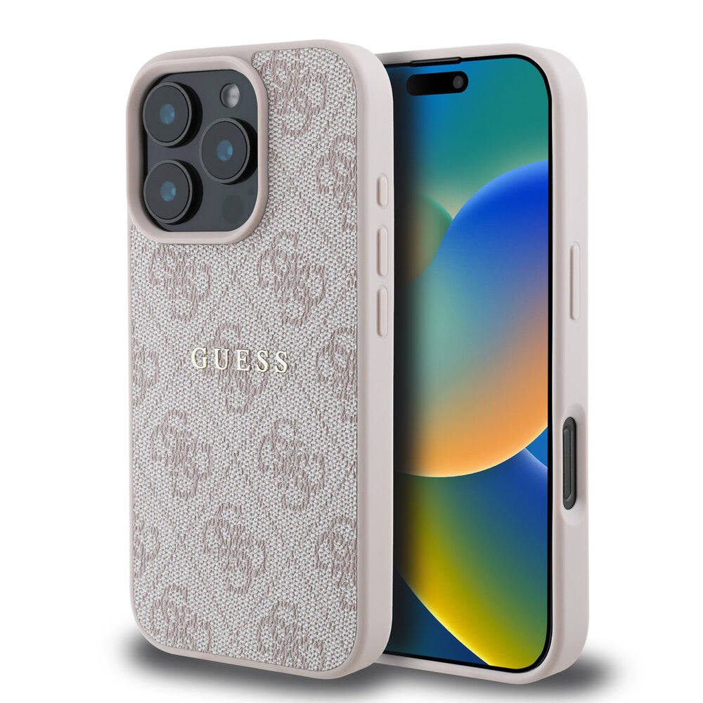 Guess Guess iPhone 16 Pro Back cover case - MagSafe - 4G Classic Metal Logo - Pink Guess Guess iPhone 16 Pro Back cover case - MagSafe - 4G Classic Metal Logo - Pink