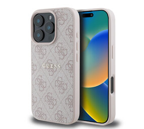 Guess Guess iPhone 16 Pro Back cover case - MagSafe - 4G Classic Metal Logo - Pink Guess Guess iPhone 16 Pro Back cover case - MagSafe - 4G Classic Metal Logo - Pink
