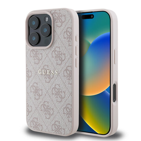 Guess Guess iPhone 16 Pro Back cover coque - MagSafe - 4G Classic Metal Logo - Rose