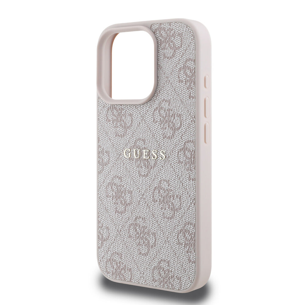 Guess Guess iPhone 16 Pro Back cover case - MagSafe - 4G Classic Metal Logo - Pink Guess Guess iPhone 16 Pro Back cover case - MagSafe - 4G Classic Metal Logo - Pink